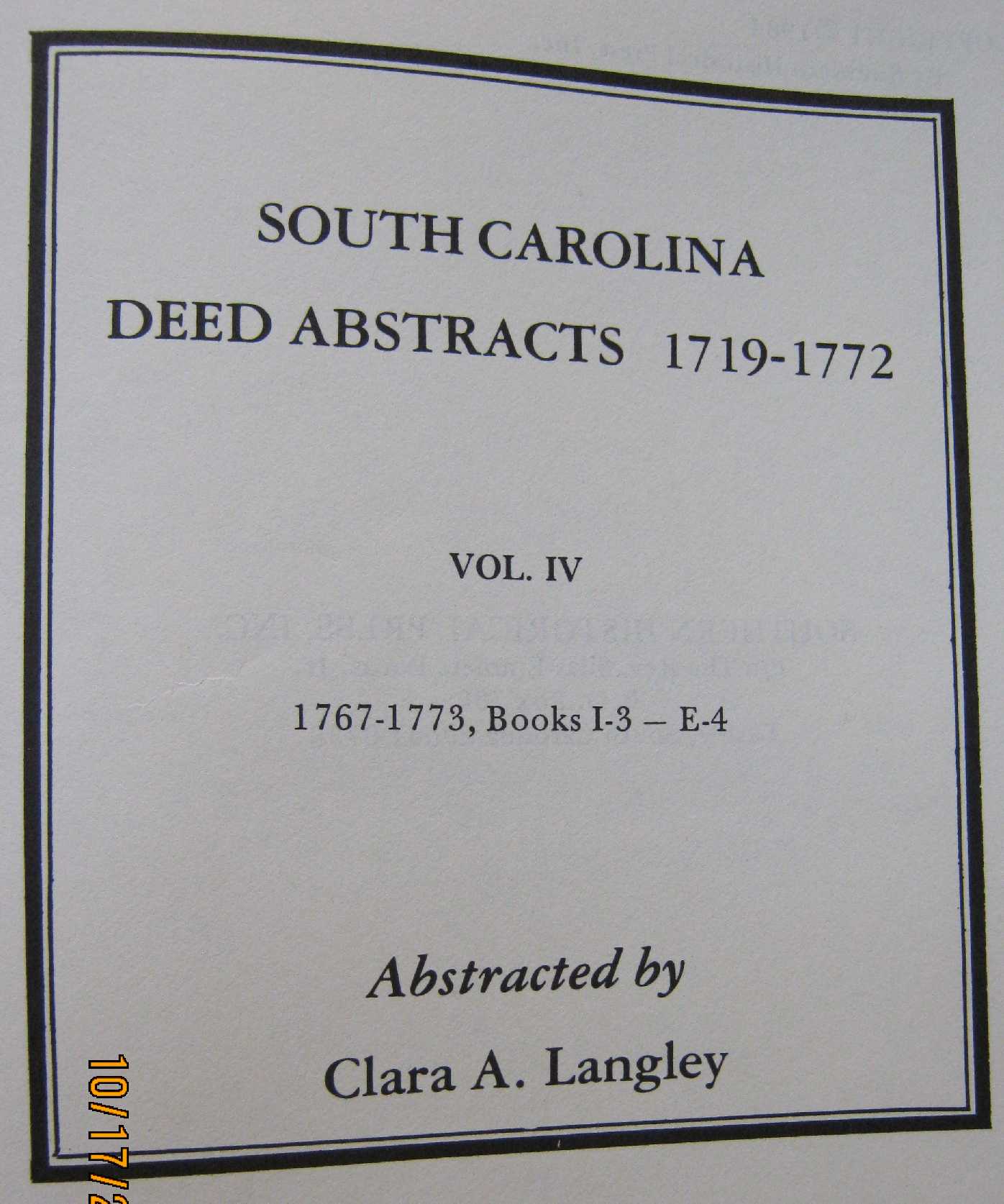 Deed Abstracts SC  1719-1772 Title page