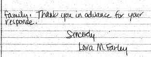 Letter Lora Farley 2
