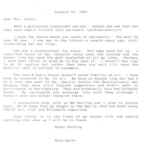 Letter to Muie Lewis from Nevasmall