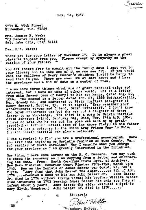 letter from Robert Heltonsmall