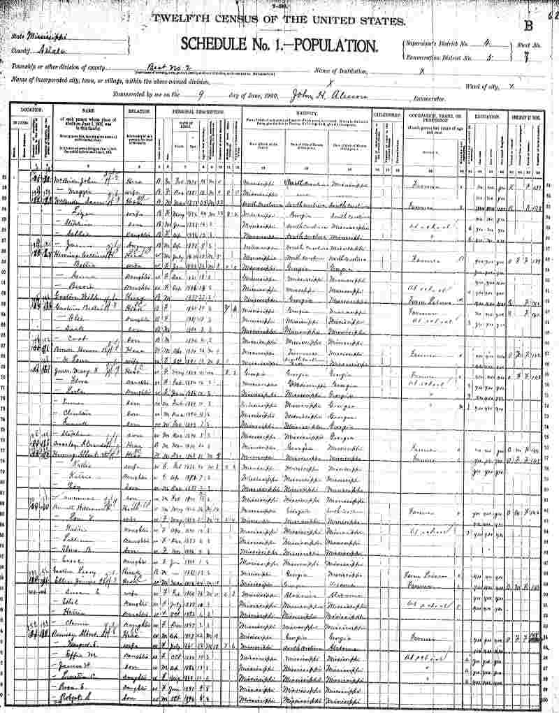 1900 Census Collins and Albert