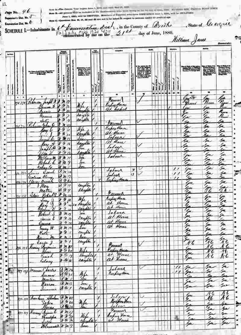 Benjamin Herring 1880 census