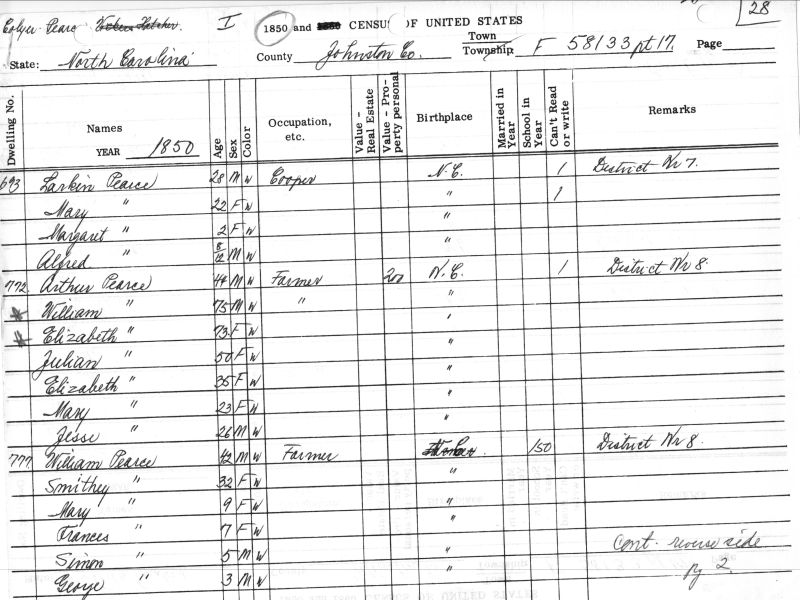 Census1850 pg 1 North Carolina