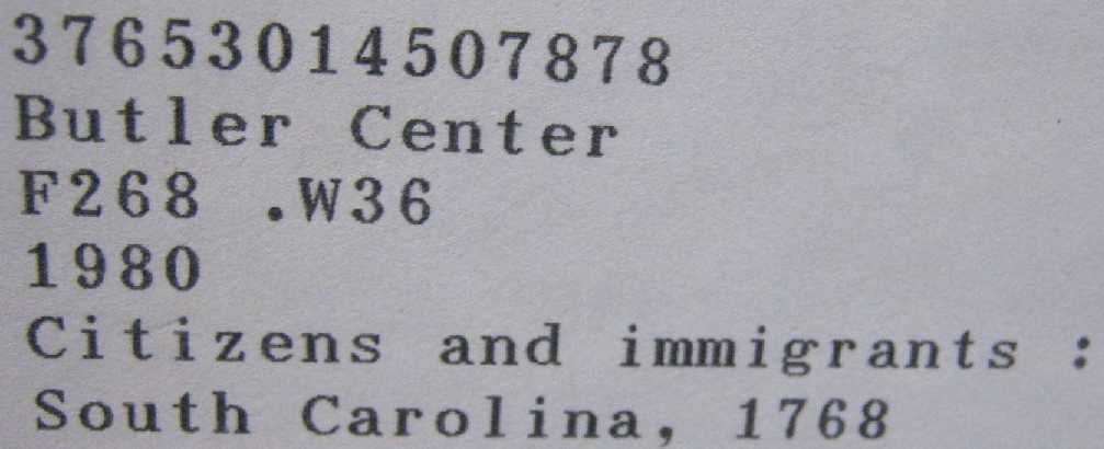 Citizens and immigrant SC 1768 call number