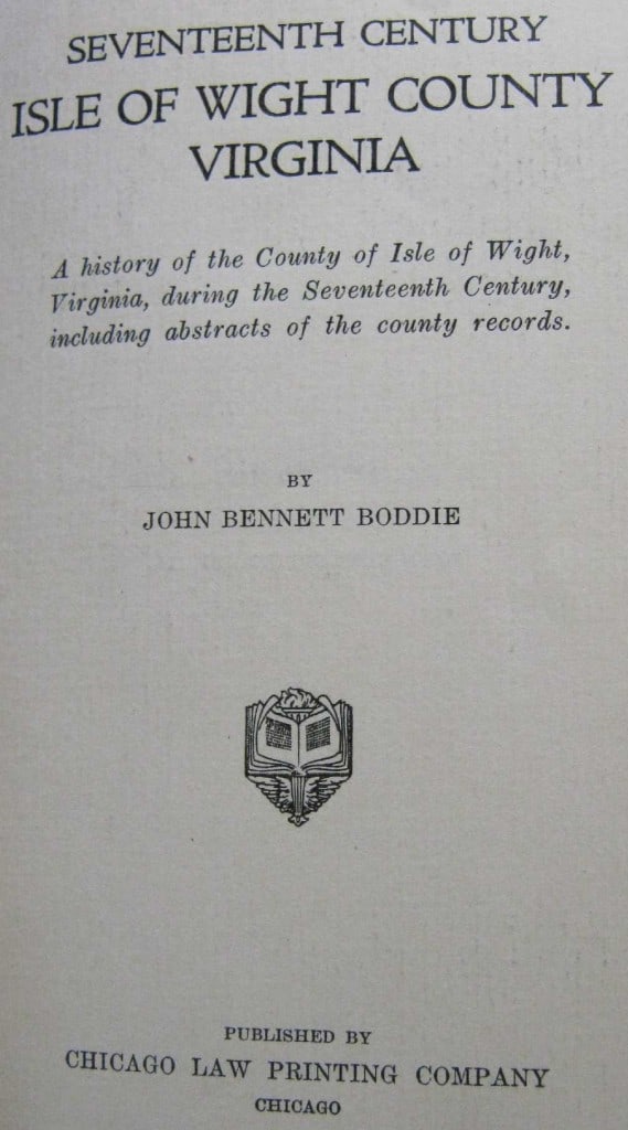 17th Century Isle of Wight County Virginia – Smith Harper