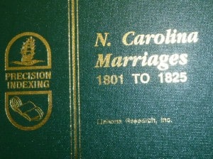 N. Carolina Marriages 1801 to 1825 Cover