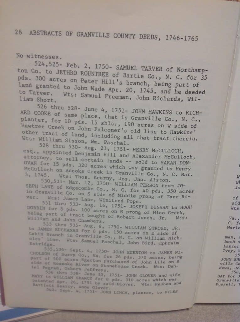 Abstracts of The Early Deeds of Granville County North Carolina 1746 ...