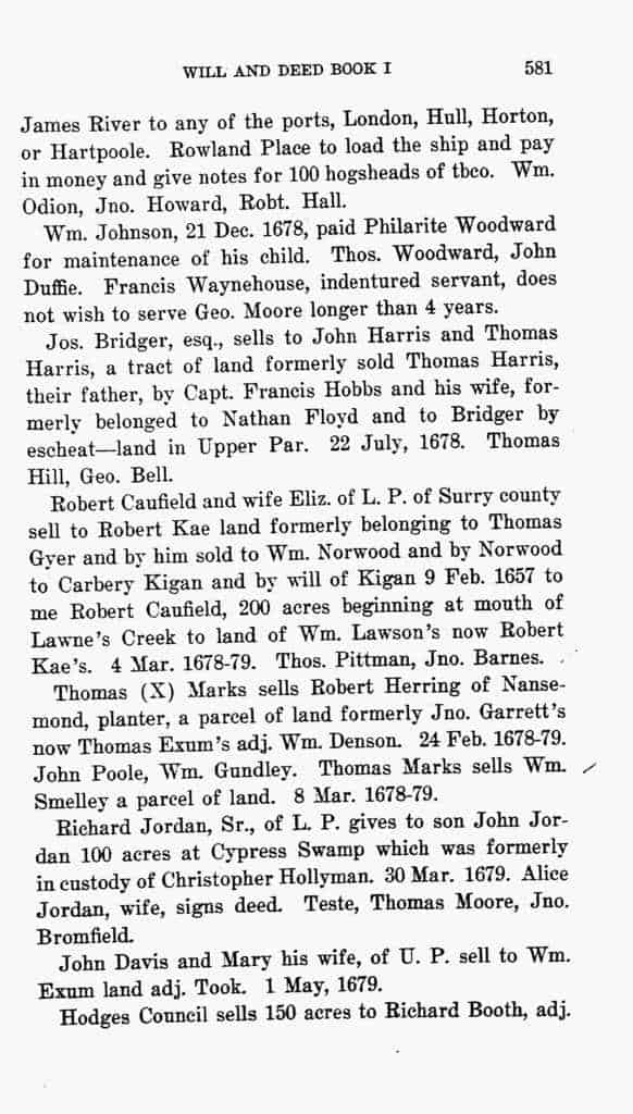 17th Century Isle of Wight Co, Virginia Deed Book 1, 2, 4 Smith Harper