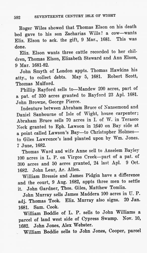 17th Century Isle of Wight Co, Virginia Deed Book 1, 2, 4 Smith Harper